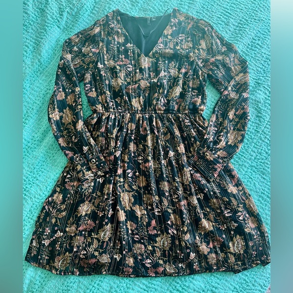 Vero Moda Floral Metallic Print Short Dress - M - Picture 1 of 15